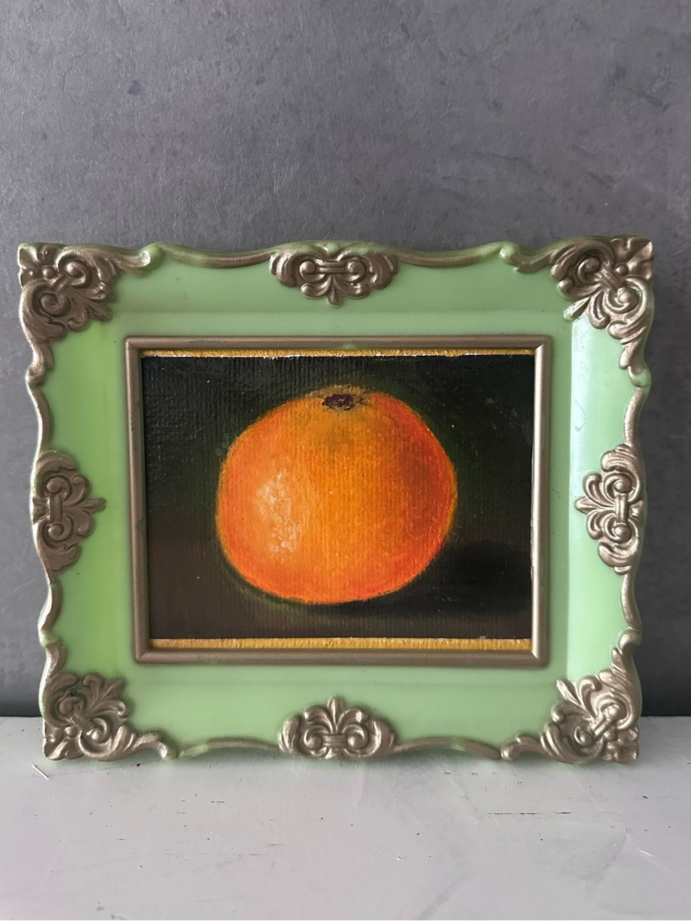 FRAMED ORIGINAL Oil Painting Fruit TANGERINE ORANGE VINTAGE FRAME